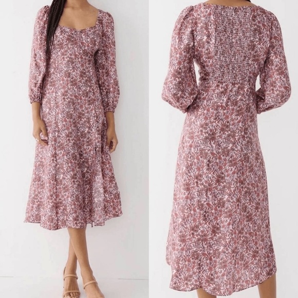 J. Crew Sweeheart Neckline Long Puff Sleeves In Fete Floral Cottagecore Dress XL - Picture 1 of 14